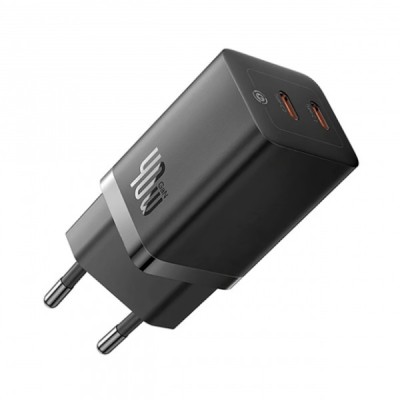 Incarcator Retea Baseus GaN5 Pro, 40W, 3A, 2 x USB-C, Negru CCGP180101 foto