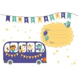 Set 10 invitatii petrecere pentru copii - Bus Party | Mink