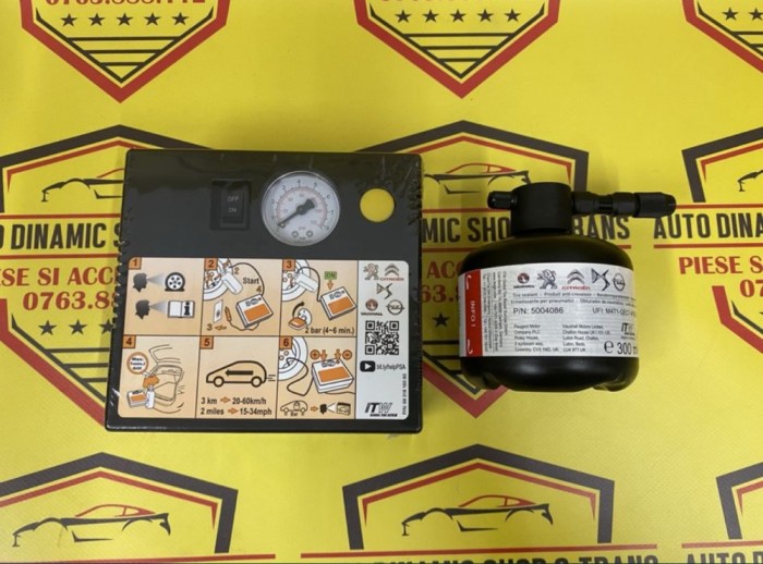 Compresor auto umflat roti soluție kit pană OEM Peugeot 180w neutiliza