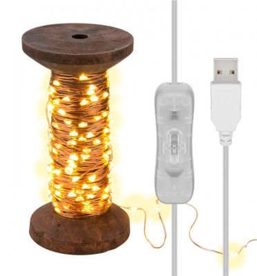 Fir 15m 150 micro LED alb cald 2700K 2W 3lm 5V cu cablu USB 3m si intrerupator 60342 Goobay foto