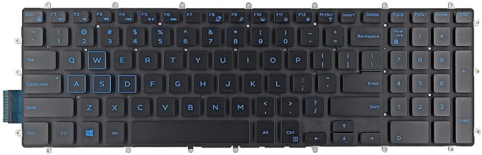 Tastatura Laptop Gaming, Dell, Inspiron G3 15 3590, 3579, iluminata, albastra, layout US