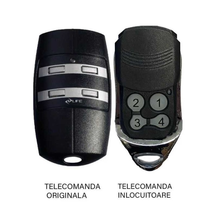 Telecomanda poarta garaj Life cu 4 canale FIDO frecventa 433.92MHz Codificare LIFE Rolling Code Baterie alcalina 12V compatibila