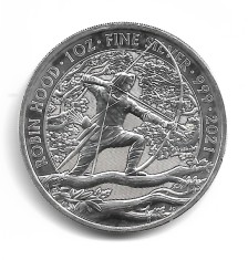 Marea Britanie - Myths and Legends - 2021 ROBIN HOOD - 1OZ .999 Fine ARGINT 2 Pounds