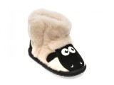 Ghete EMU alb-negru, SHAUN THE SHEEP WALKER, din material textil si piele intoarsa