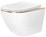 Vas WC suspendabil Rea Carlo Tornado Rimless Flat GOLD EDGE