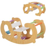 AIYAPLAY Joc pentru Copii 2 &icirc;n 1 Rampă Montessori și Scaun Balansoar pentru Uz Interior, 91x41x48 cm, Multicolor | Aosom Romania