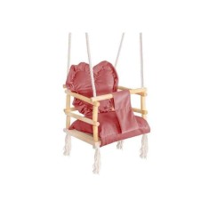 Leagan pentru copii, lemn, perna inima roz, 33.4x34.5x25 cm, Springos