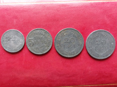 Lot monede 2 lei 1941,5 lei 1942,20 lei 1942,20 lei 1943 Romania foto