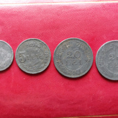 Lot monede 2 lei 1941,5 lei 1942,20 lei 1942,20 lei 1943 Romania