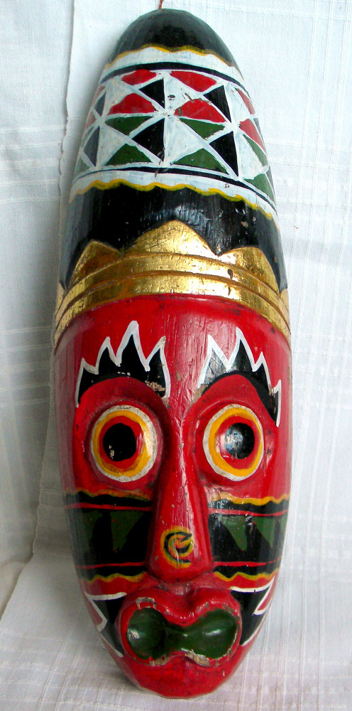 Masca africana ceremoniala Congo, arta tribala, sculptura in lemn pictat  manual | Okazii.ro
