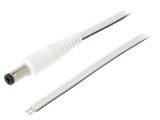 Cablu Alb 2x0,5mm2 cu Mufă DC 5,5/2,1 Drept 0,5m