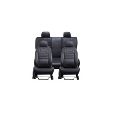 Set Huse Scaune Auto pentru Volkswagen Jetta - Deluxe Boss, piele ecologica, negru, 11 piese