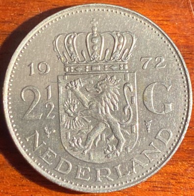 OLANDA, 2 1/2 GULDEN 1972/ NIKEL, 10 g / 29mm./ MONEDA DIN POZE foto