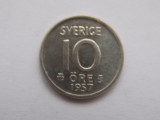 10 ORE 1957 SUEDIA-argint-XF, Europa