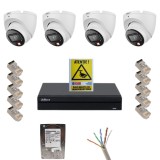 Kit supraveghere video Dahua 4K cu 4 camere 8MP, microfon si HDD 1TB