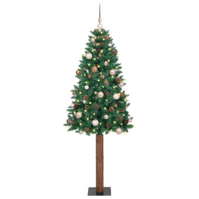 vidaXL Brad de Crăciun subțire cu 300 LED Verde 77 x 77 x 210 cm PVC 3394875 foto