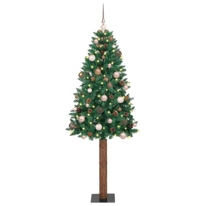 vidaXL Brad de Crăciun subțire cu 300 LED Verde 77 x 77 x 210 cm PVC 3394875