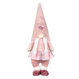 Figurină Decorativă Crăciun, Gnome, &Icirc;mbrăcăminte Roz, Căciulă Catifelată, Codite Lung, 70cm, Oem