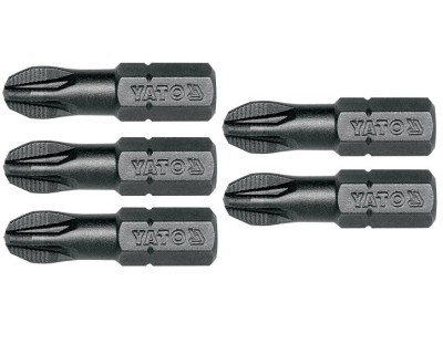 Set 5 biti profesionali Yato 1 4 , 25mm, cap PZ3, HRC 58-62, realizat din otel forjat, cu acoperire anticoroziva foto