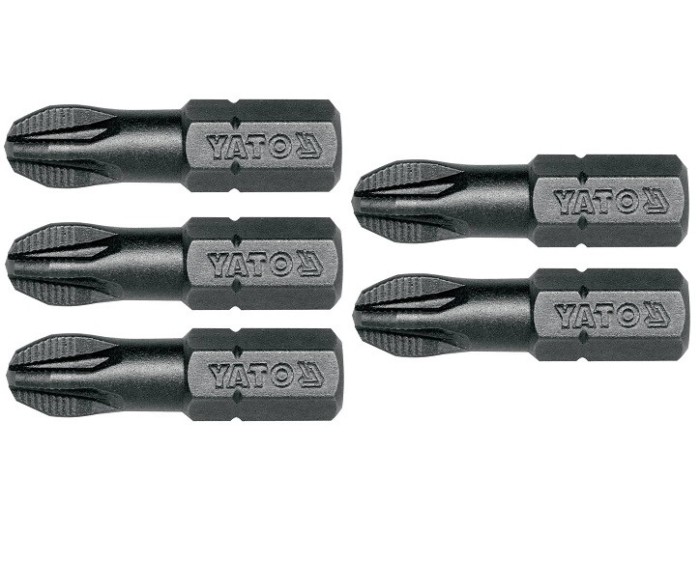 Set 5 biti profesionali Yato 1 4 , 25mm, cap PZ3, HRC 58-62, realizat din otel forjat, cu acoperire anticoroziva