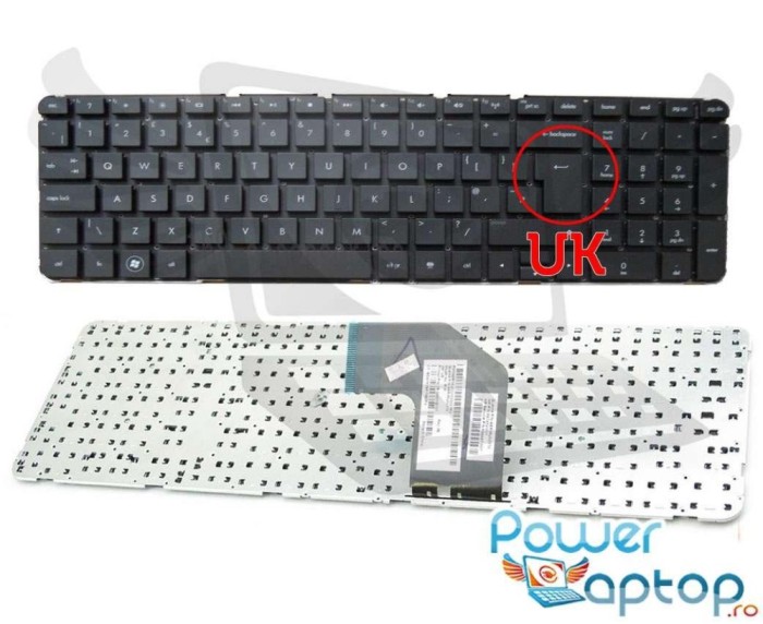 Tastatura HP 700271-051 layout UK fara rama enter mare, AE36700320 layout UK fara rama enter mare, AER36700210