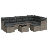 Cumpara ieftin Set mobilier de gradina cu perne, 10 piese, gri, poliratan