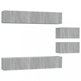 Set dulapuri TV, 6 piese, gri sonoma, lemn prelucrat