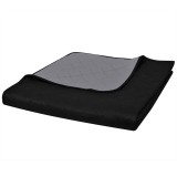 Cumpara ieftin Cuvertura matlasata cu doua fete, negru/gri, 170 x 210 cm