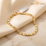 Cumpara ieftin Bratara Veriga Solida Unisex , Bratara placata cu 3 straturi de aur 18K Brazilia, cu stanta, 4 mm