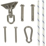 Set de montaj pentru hamac sau leagan &ndash; suport tavan, sfoara 196 cm, rotire 360&deg;, 300 kg Household NewTrend