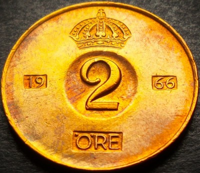 Moneda 2 ORE - SUEDIA, anul 1966 * cod 3529 foto
