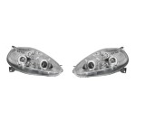 Far Fiat Punto Grande (199) 09.2005-02.2012, model tuning, montare fata, stanga+dreapta, Lampa de parcare pe fibra optica; H1+H1; manual; transparent