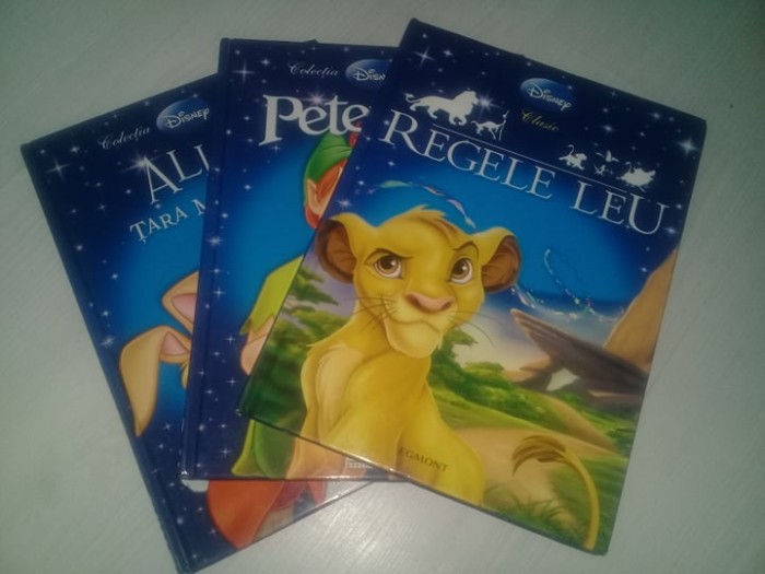 lot 3 carti povesti copii format mare,PETER PAN-REGELE LEU-ALICE IN TARA MINUNIL