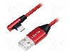 Cablu USB A mufa, USB C mufa in unghi, USB 2.0, lungime 0.3m, ro&amp;#351;u, LOGILINK - CU0145