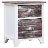 Gossi noptiera, maro si alb, 38x28x45 cm, lemn de paulownia