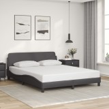 VidaXL Cadru de pat cu tăblie, gri, 160x200 cm, piele ecologică