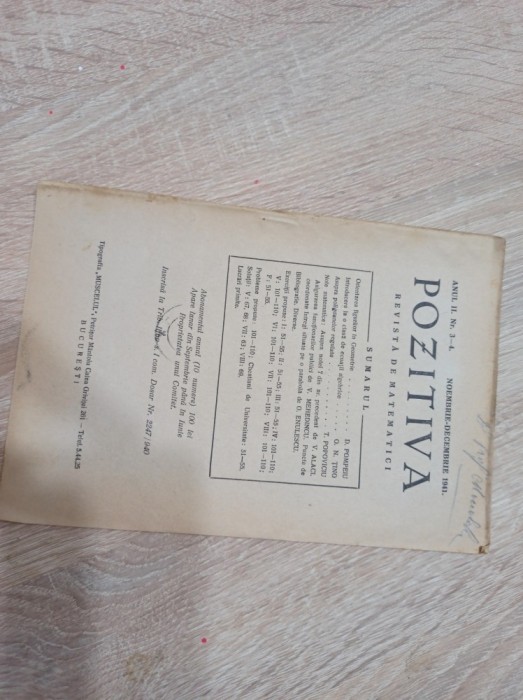 PITAGORA, REVISTA DE MATEMATICI, ANUL II, 1941 * NR 3-4