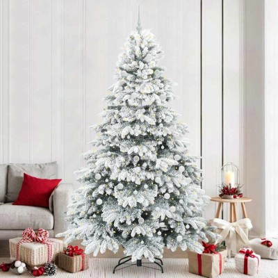 vidaXL Brad de Crăciun artificial cu 300 LED Verde 240 cm PE și PVC 3397643 foto