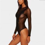 Body negru transparent cu dantela/ lenjerie