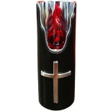 Candela electronica Subito neagra cruce argintie LED Rosu 5x12.5cm CNN49466