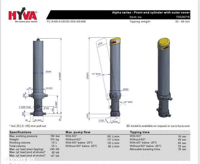 Cilindru basculare Hyva 70526718 FC A169-5-08130-000-K0486