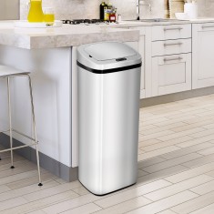 HOMCOM cos de gunoi din inox cu senzor si infrarosu, 50L foto