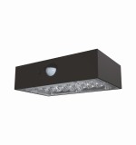Aplica de exterior 3W 350lm 4000K IP65 felinar solar de perete culoare neagra ABS + PC detectie 140 x70 pana la 6 metri, baterie 18650, 3.7V, 1200mAh,