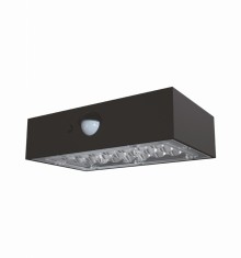 Aplica de exterior 3W 350lm 4000K IP65 felinar solar de perete culoare neagra ABS + PC detectie 140 x70 pana la 6 metri, baterie 18650, 3.7V, 1200mAh,