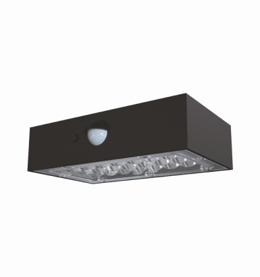 Aplica de exterior 3W 350lm 4000K IP65 felinar solar de perete culoare neagra ABS + PC detectie 140 x70 pana la 6 metri, baterie 18650, 3.7V, 1200mAh, foto