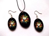 set bijuterii lemn cu flori colorate 40476