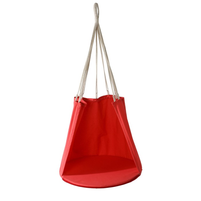Hamac tip scaun, cu structura metalica, sezut rotund, rosu, 60 x 133 cm