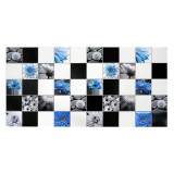 Panou decorativ, PVC, model floral, alb, negru si albastru,&nbsp;96x48.5 cm GartenVIP DiyLine, Artool