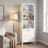 Cumpara ieftin Biblioteca Alb Rustic Adore, 5 Rafturi, Usi, 66x196x32 cm. Mobila Living, Design Modern