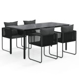 Cumpara ieftin Set de servit masa pentru gradina, 5 piese, negru
